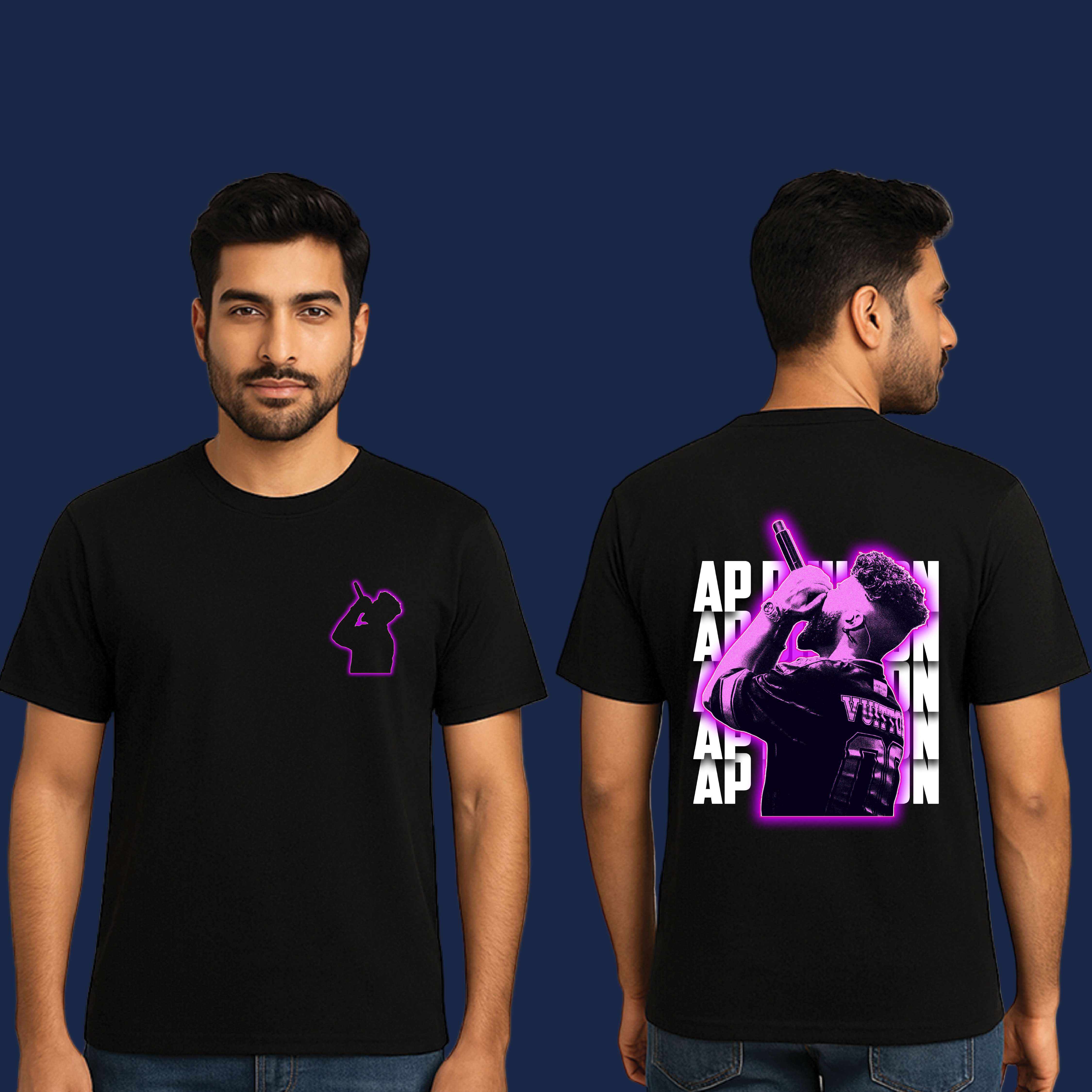 Ap Dhillon With Pink Glow , T-Shirt, 100% Cotton